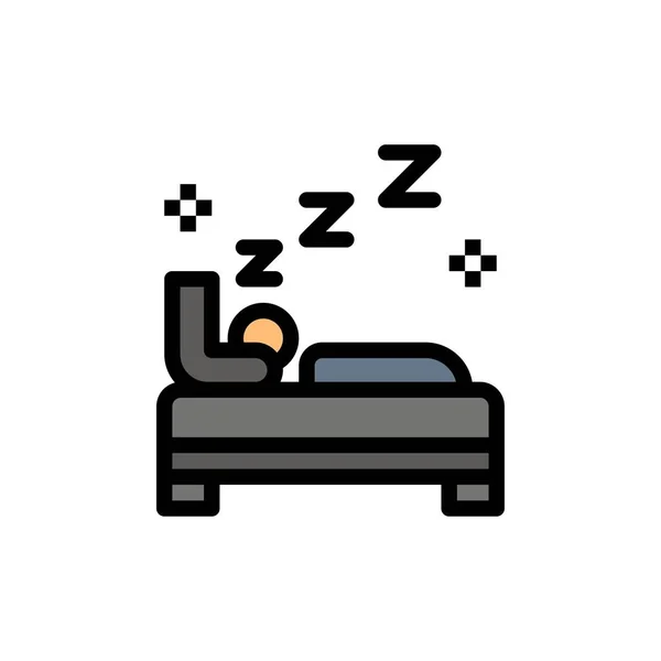 Bed, slaapkamer, schoon, schoonmaken flat color icoon. Vector Icon Bann — Stockvector