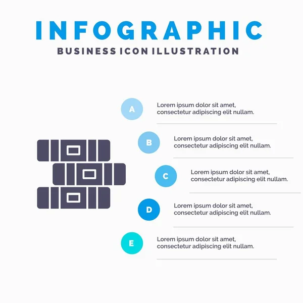 Education, Notebook, Stationary Solid Icon Infographics 5 Steps — Stock Vector