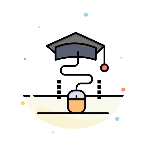 Souris, Graduation, En ligne, Éducation Abstrait Flat Color Icon Te — Image vectorielle