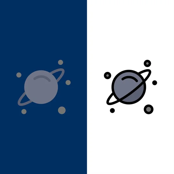 Planet, Wissenschaft, Weltraum-Ikonen. flaches und liniengefülltes Icon set vec — Stockvektor