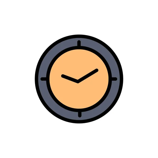 Horloge, tijd, timer, klok plat kleur pictogram. Vector pictogram banner T — Stockvector