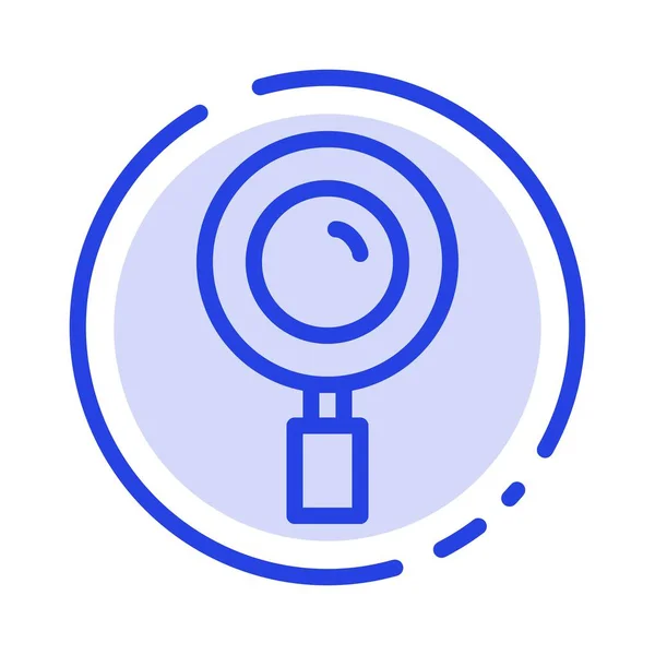 Найти, Увеличитель, Увеличение, Поиск Blue Dotted Line Icon — стоковый вектор