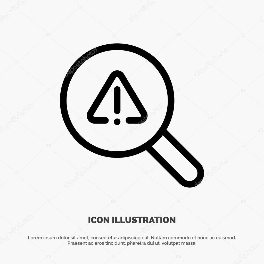 Find, Search, View, Error Line Icon Vector