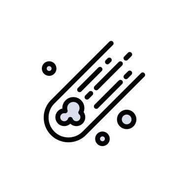 Asteroit, Kuyruklu yıldız, Uzay Düz Renk Simgesi. Vektör simgesi afiş Temp