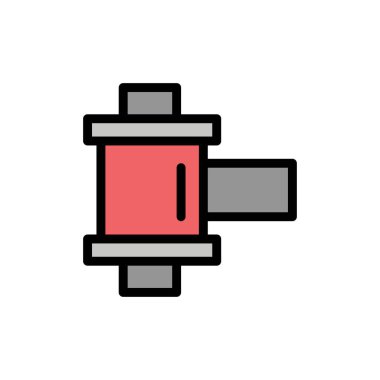 Film, Fotoğraf, Makara Düz Renk Simgesi. Vektör simgesi afiş Şablonu