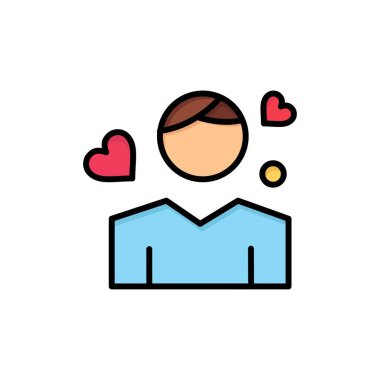 Adam, Çocuk, Avatar, Kişi, Kalp Düz Renk Simgesi. Vektör simgesi ba