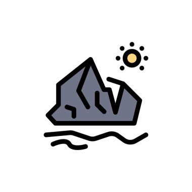 Ekoloji, Çevre, Buz, Buzdağı, Erime Düz Renk Simgesi. Ve