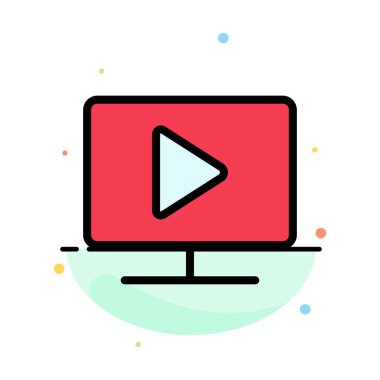 Monitör, Bilgisayar, Video, Oynatma Soyut Düz Renk Simgesi Şablonu