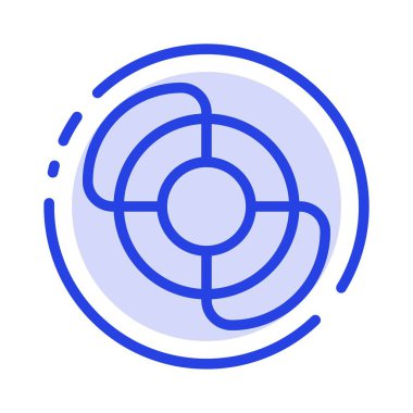 Plaj, Cankurtaran, Yaz Mavisi Noktalı Çizgi Simgesi