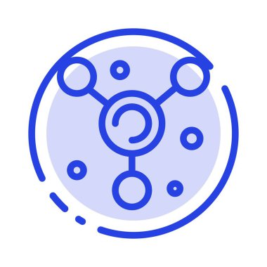 Atom, Molekül, Bilim Mavi Noktalı Çizgi Hattı Simgesi