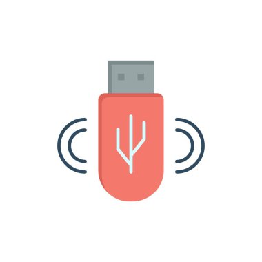 usb, paylaş, veri, depolama düz renk simgesi. Vektör simgesi afiş T