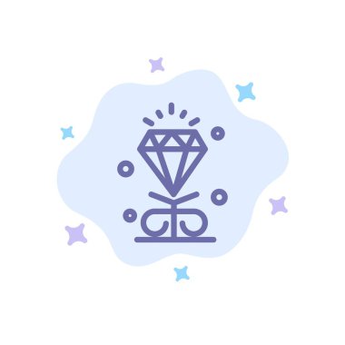 Elmas, Aşk, Kalp, Soyut Bulut Backgr Üzerinde Düğün Mavi Simgeler