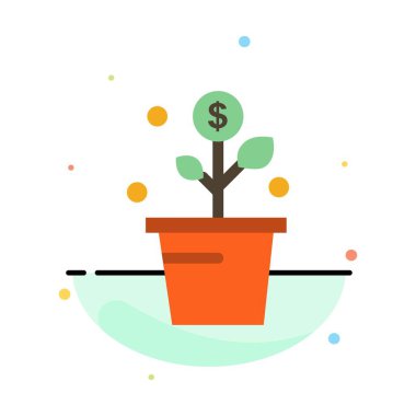 Büyüyen, Para, Başarı, Pot, Bitki Soyut Düz Renk Simgesi Tem