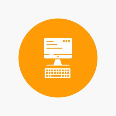 Bilgisayar, Klavye, Monitör, Bilgisayar beyaz glyph simgesi