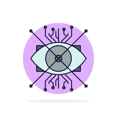 Ar, büyütme, siber, göz, lens Düz Renk Simge Vektör