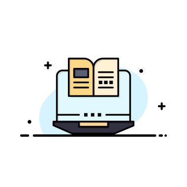 Dizüstü bilgisayar, bilgisayar, kitap, donanım işi Düz çizgi Simge Dolduruldu