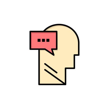 Zihin, İletişim, İç, Baş Düz Renk Simgesi. Vektör simgesi afiş T