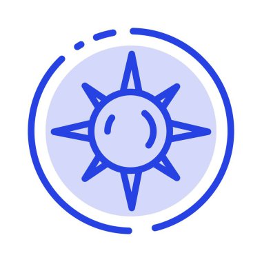 Güneş, gün, açık mavi noktalı çizgi çizgisi simgesi