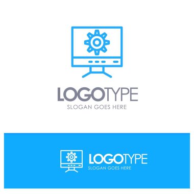Etiket Çizgisi için Bilgisayar, Ayar, Tasarım Mavi Tasarım Logosu