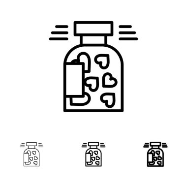 Kavanoz, Şişe, Kurabiye, Kalp, Valentine Kalın ve ince siyah çizgi 