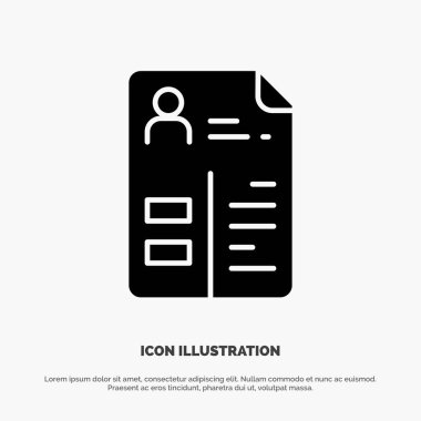 Müfredat, Özgeçmiş, İş, Portföy katı Glyph Icon vektörü