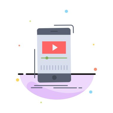 medya, müzik, oyuncu, video, mobil Düz Renk Simge Vektör