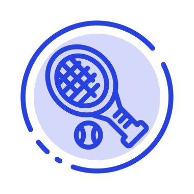 Top, Raket, Tenis, Spor Mavi Noktalı Çizgi Simgesi