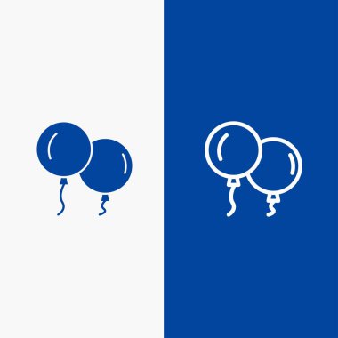 Balonlar, Sinek, Yaylı Hat ve Glyph Solid simgesi Mavi afiş Hattı