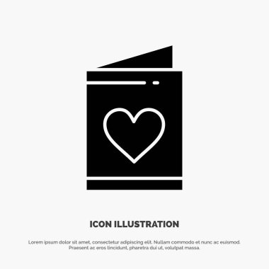 Kart, Aşk, Düğün, Kalp katı Glyph Icon vektör
