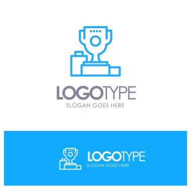 Kase, Tören, Şampiyon, Kupa, Goblet Mavi anahat Logo pla ile