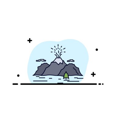 Doğa, tepe, manzara, dağ, patlama Düz Renk Simge Vektör