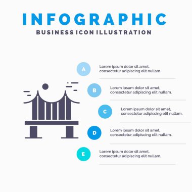 Karşısında, Köprü, Metal, Nehir, Yol Katı Simge Infographics 5 Ste