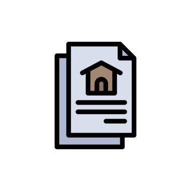 Dosya, Belge, Ev Düz Renk Simgesi. Vektör simgesi afiş Templ