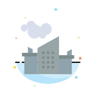 Fabrika, Sanayi, Peyzaj, Kirlilik Soyut Düz Renk Simgesi