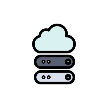 Büyük, bulut, veri, depolama düz renk simgesi. Vektör simgesi afiş T