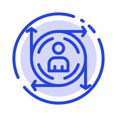 Kullanıcı, öngörü, ok, yol mavi noktalı çizgi çizgisi simgesi