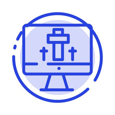 Monitör, Ekran, Paskalya, Yumurta Mavi Noktalı Çizgi Simgesi