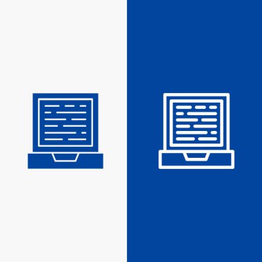 Laptop, Bilgisayar, Tasarım Hattı ve Glyph Solid simgesi Mavi afiş L