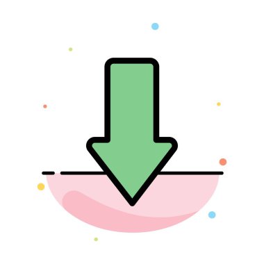 Ok, oklar, aşağı, Indir soyut düz renk simge şablonu