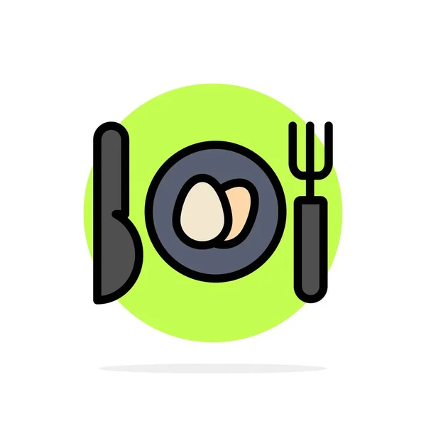 Вечеря, яйце, великодні анотація круг плоский колір значок — стоковий вектор