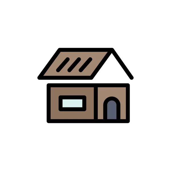 Здание, строительство, строительство, икона цвета Home Flat. Vector ico — стоковый вектор