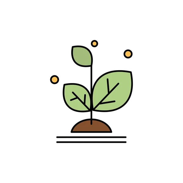 Растение, рост, рост, успех Плоский цвет икона. Значок вектора — стоковый вектор