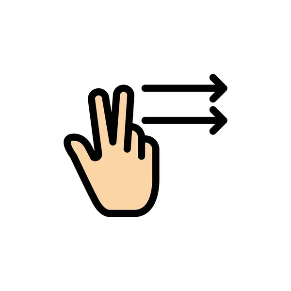 Fingers, Gesture, Right Flat Color Icon. Bandiera icona vettoriale Tem — Vettoriale Stock