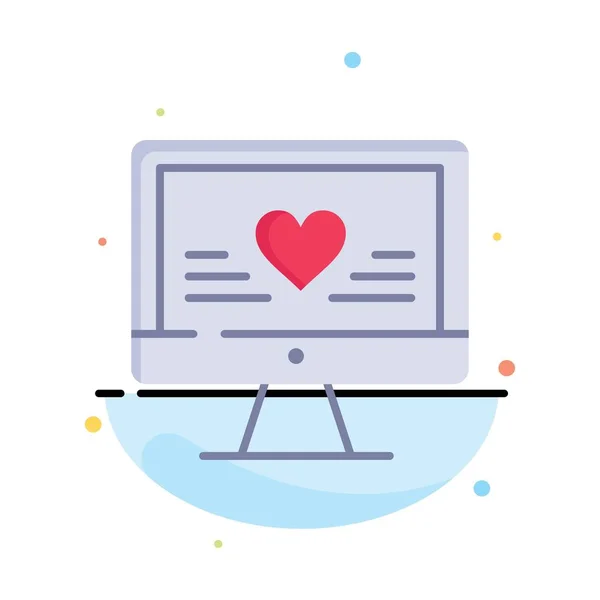 Υπολογιστής, αγάπη, καρδιά, γάμου πρότυπο επαγγελματικό λογότυπο. Επίπεδη Colo — Διανυσματικό Αρχείο