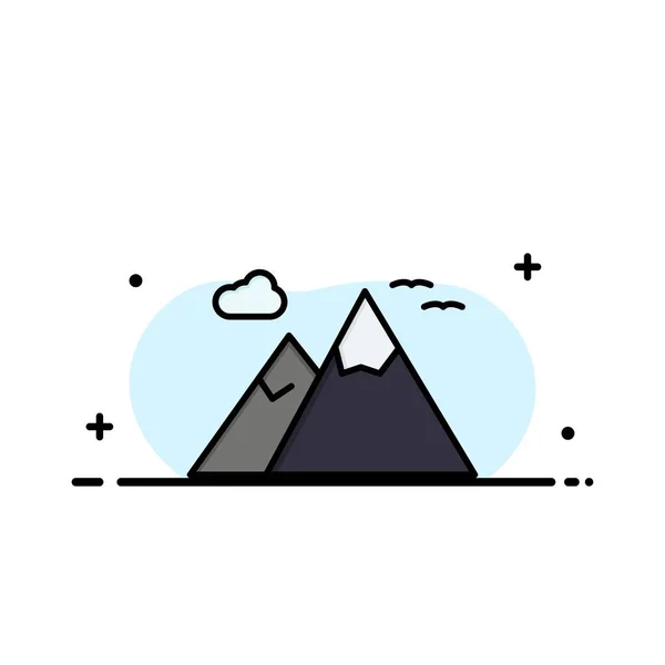 Berge, Natur, Landschaft, Reise-Business-Logo-Vorlage. flach — Stockvektor