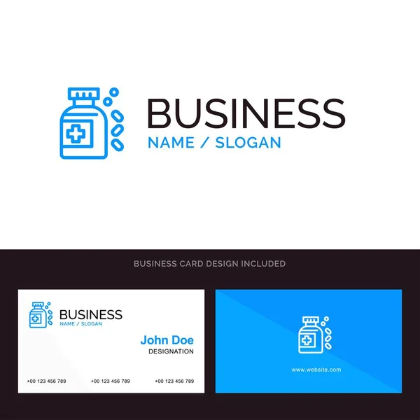 Modèle de logo et de carte de visite pour bouteille, médicament, comprimé vec — Image vectorielle