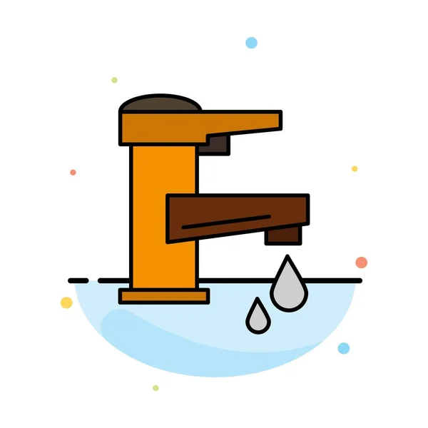 Натисніть воду, Рука, Натисніть, Вода, Faucet, Падіння абстрактного плоского кольору Ic — стоковий вектор