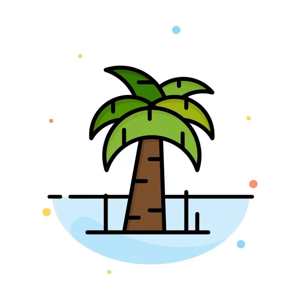 Palm, Tree, Brazil Abstraat Flat Color Icon Template — стоковый вектор