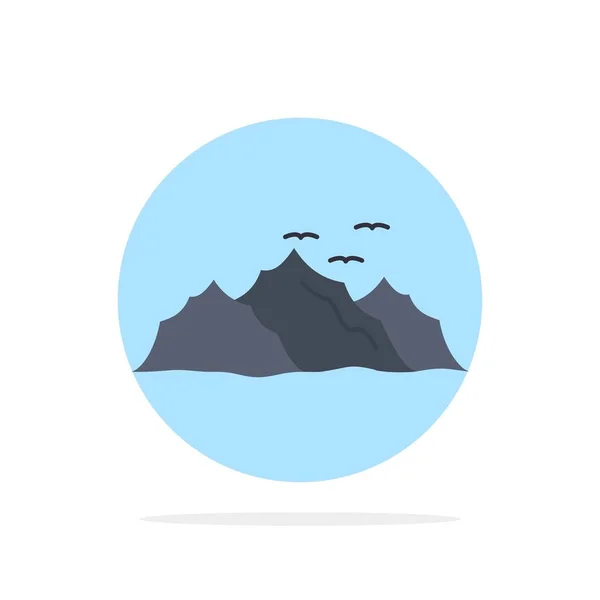 Гора, пейзаж, пагорб, природа, птахи Плоский колір іконка Вектор — стоковий вектор