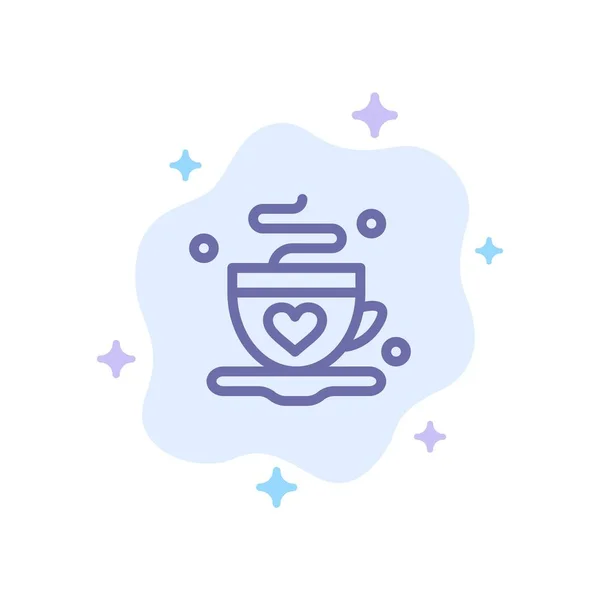 Xícara, Café, Chá, Amor Ícone azul no fundo da nuvem abstrata — Vetor de Stock